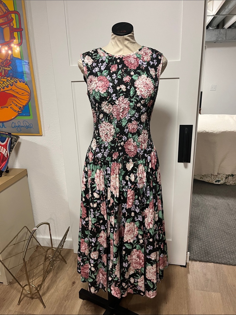Vintage Floral Drop Waist Dress